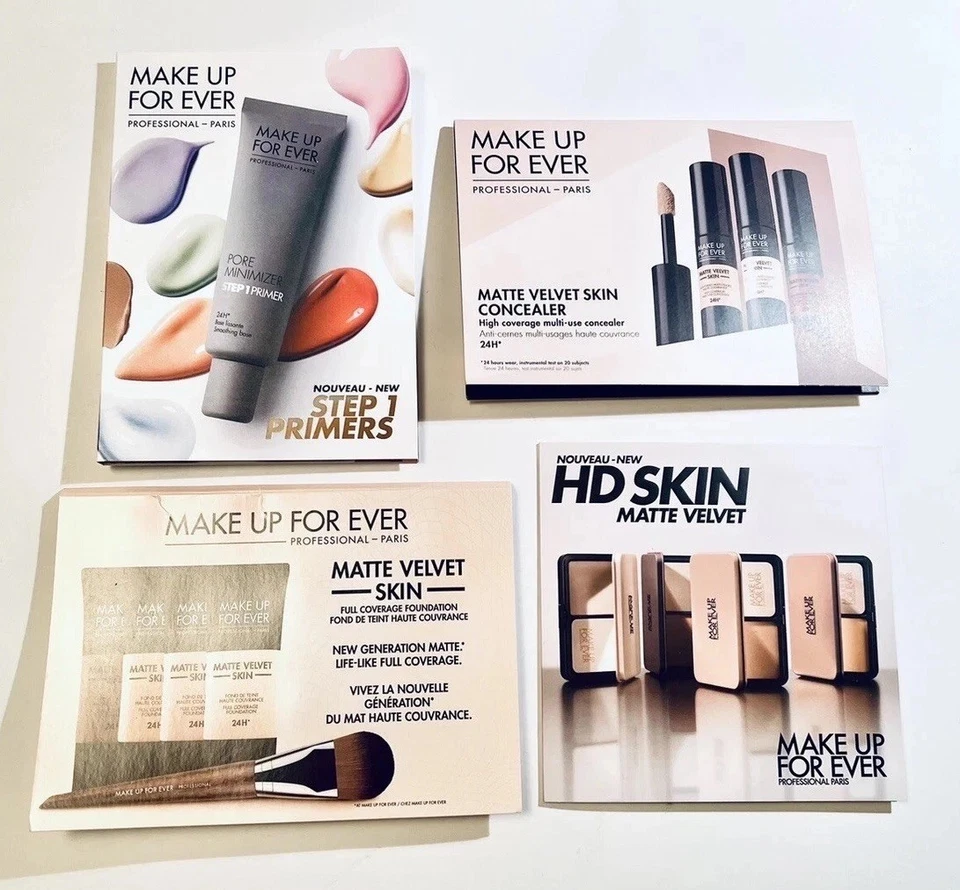 Make Up For Ever Velvet Matte Foundation Samples Set Powder Concealer Primer x4 - Image 1 of 4