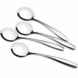 7.3 Inch Stainless Steel Round Soup Spoon, 12 Pieces - Picture 1 of 7