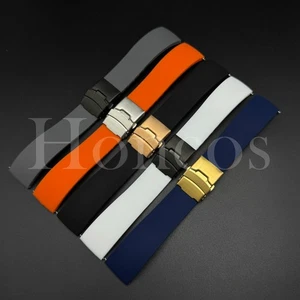 Cinturino orologio 20 22 mm silicone gomma piatta liscia chiusura adatta per Huawei - Foto 1 di 62