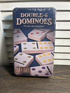 DOMINOES NEW CAN Double 6 GAME GALLERY 28 Color Dot 1 Set Age8+ Players2+ - Picture 1 of 4