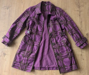 BODEN Womens Raincoat Fleece Lined Rainy Day Mac Burgundy Patterned SIZE UK 12 - Picture 1 of 15