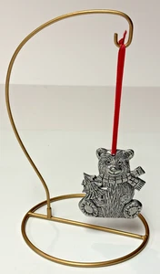 Arthur Court Cast Aluminum Teddy Bear Ornament Red Ribbon Stand NOT Included - Picture 1 of 4