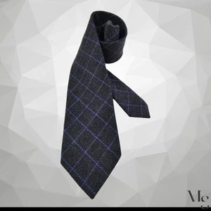 RARE ERMENEGILDO ZEGNA TCINO Charocal Gray Windowpane Check Cashmere Tie EX COND - Picture 1 of 6