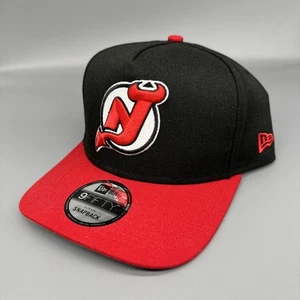 New Jersey Devils New Era 9Fifty A-Frame Adjustable SnapBack Black/Red Cap Hat - Picture 1 of 6