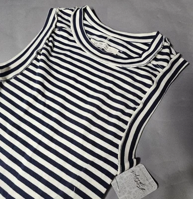 Camiseta sin mangas We the Free People negra blanca a rayas 'Kate' para mujer suéter talla pequeña Foto 1 de 4