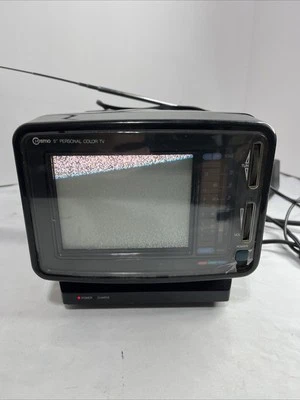Vtg 1980s Cosmo 5" Portable Color TV Montitor orig AC Adapter -Gaming, Works EUC - Image 1 of 4