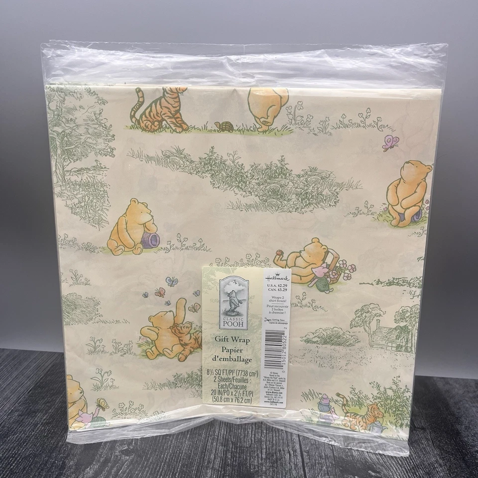 Disney Winnie the Pooh Gift Wrap 10 Sheets Classic Pooh Hallmark New - Image 1 of 3