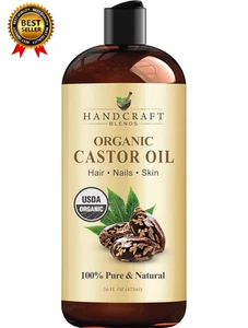 Organic Castor Oil - 16 Fl Oz - 100% Pure and Natural - Premium Grade Carrier Oi - Foto 1 di 8