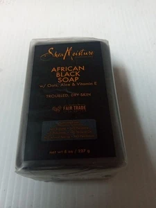 Shea Moisture African Black Soap Oats Aloe Vitamin E For Troubled, Dry Skin 8oz - Picture 1 of 3