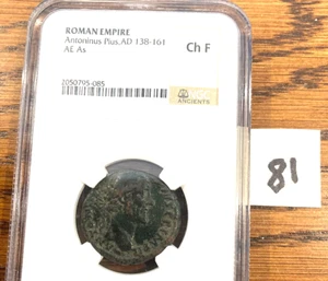 ANTONINUS PIUS 138-161 AD AE AS NGC CHOICE FINE FREE SHIPPING - Picture 1 of 4