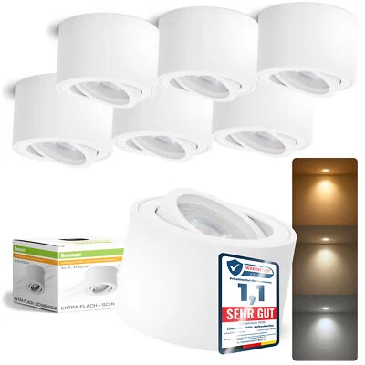 LINOVUM 6er Set SMOL Aufbauspots flach schwenkbar weiß inkl. LED Modul drei Lichtfarben