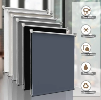Thermo Rollo Verdunklungsrollo UV Schutz ohne Bohren Klemmfix , mit Seitenzug - Bild 1 von 4