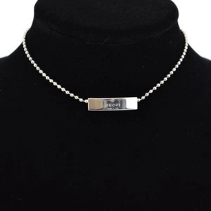 GUCCI: Sterling Silver, Logo Beaded Choker #1070 - Picture 1 of 5