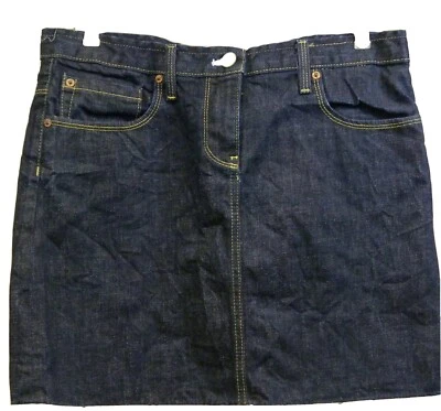 J Crew Cowboy Denim Mini Skirt Jean Pencil Size 29 Dark  Blue Wrinkle Wash 82722 - Imagem 1 de 4