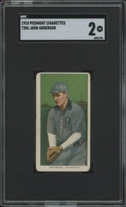 1909 T206 JOHN ANDERSON NNO GOOD PIEDMONT 350 SGC 2 BASEBALL PROVIDENCE GRAYS