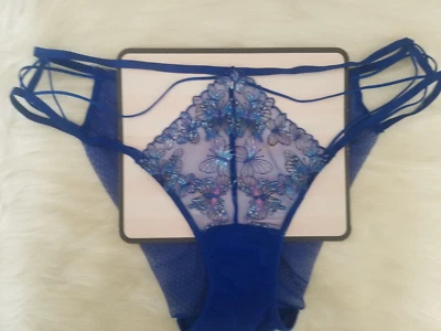 VICTORIA'S SECRET BIKINI BRAGUITA MUY SEXY AZUL BORDADO MARIPOSA MEDIANA NUEVA CON ETIQUETAS Foto 1 de 4