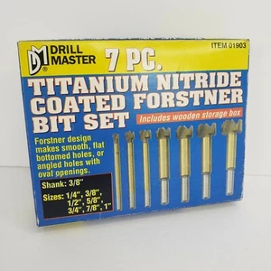 Drill Master Bit Set 7pc Titanium Nitride Coated Forstner Wooden Storage Box - Picture 1 of 7