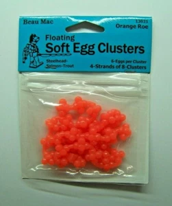 Beau Mac Floating Soft Egg Strands Cluster Orange Steelhead/Salmon/Trout #13021 - Picture 1 of 2