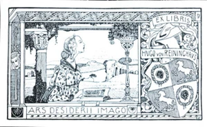 1903 Exlibris Vogeler Jugendstil Heinrich Vogeler Ex Libris Hugo von Reininghaus - Picture 1 of 1