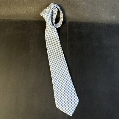 Corbata para hombre Sean John azul blanco a cuadros 100 % seda 59L x 3,75 Foto 1 de 4