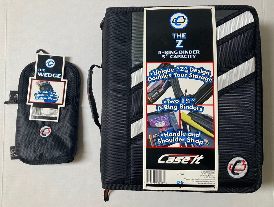 Case-it The Z 2-in-1 Zipper 3-Ring Binder 3" Capacity Black Z-176