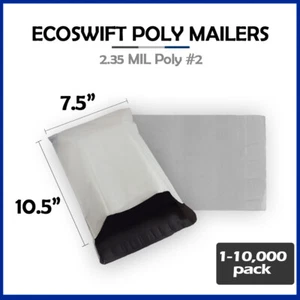 1-10000 7.5x10.5 "EcoSwift" Poly Mailers Envelope Plastic Shipping Bags 2.35 MIL - Picture 1 of 5