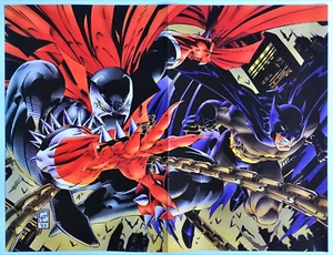 Vintage Fold Out Poster 1993 Spawn Vs Batman DC Image Original Promo Poster Art - Picture 1 of 4