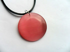 Lovely Round Cat Eye Stone Pendant And Cord Necklace  Pink