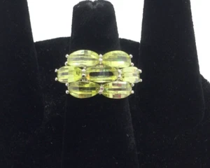 Sterling Silver Ring Yellow Lemon Quartz Faceted Gemstones Marked .925 Size 7.75 - Picture 1 of 8