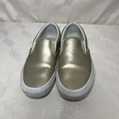 Scarpe da skate Vans Off The Wall classiche autentiche slip on oro da donna taglia 7 5
