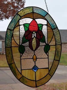 Stained Glass Window Panel - Victorian Oval - Picture 1 of 1