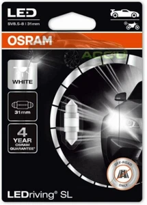 Osram LEDriving 12v Car 269 Festoon Interior White LED Bulb SV8.5-8 S8.5d 31mm - Picture 1 of 9