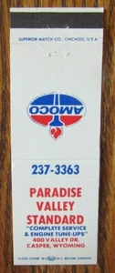 CUBIERTA PARADISE VALLEY STANDARD AMOCO GASOLINERA MATCHBOOK: CASPER, WYOMING -E1 - Imagen 1 de 1