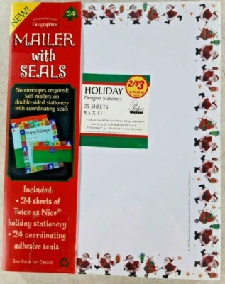 NEW Holiday Stationary Geographics Mailer with Seals 8-1/2" x 11" Pack Of 24  - Image 1 of 4