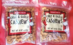2 PACK TRADER JOE'S CHILI & GARLIC CASHEWS 8 OZ EACH - Picture 1 of 7