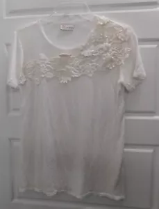 T-shirt blusa Valentino rosso bianco misto cotone bianco pizzo tg S - Foto 1 di 5
