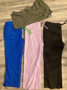 Lot 4 Scrubs Size Xl X Large Natural uniform Comfort Croc Pants Medical Nursing - Picture 1 of 5
