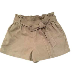 HAVE Paperbag Style Front Tie Linen Blend Shorts Size Juniors Small - Picture 1 of 6