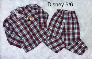 The Disney Store Mickey Mouse & Pluto Holiday Plaid Flannel Pajamas Size 5/6 - Picture 1 of 3