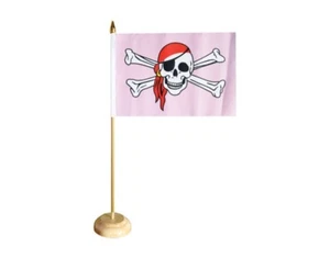 Tischflagge Pirat pink Tischfahne 15x22cm - Bild 1 von 1
