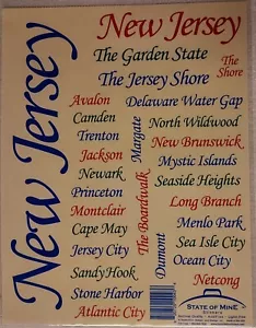 State Of Mine New Jersey Stickerbogen 8 1/2” x 11” Bogen - Bild 1 von 2
