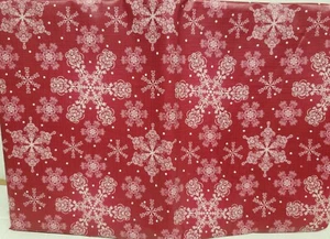Peva Flannel Back Tablecloth, 60"x84" Oblong (6-8 ppl) SNOWFLAKES ON RED, Trends - Picture 1 of 12