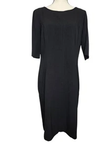 Tahari Midi Dress Size 12 Black S/S Back Zip LBD Pockets Career NWT Lined - Picture 1 of 7