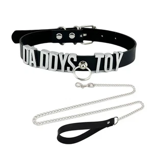 Collare BDSM regalo pu pelle girocollo personalizzato collana punk fai da te chocker festa N4 - Foto 1 di 26