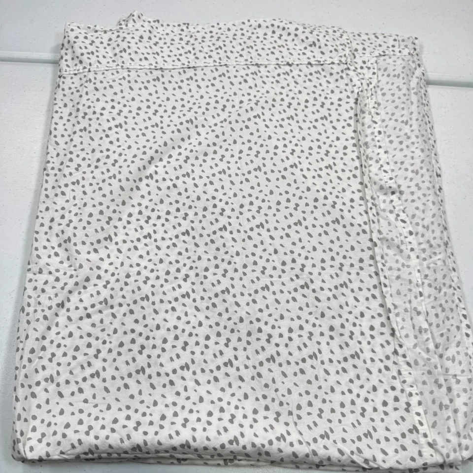 Sábana plana doble lino lane 100% algodón orgánico gris lunares tonos neutros Foto 1 de 4