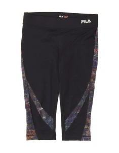 FILA Leggings Donna Capri UK 10 Small Nero Colourblock Poliestere YY06 - Foto 1 di 3