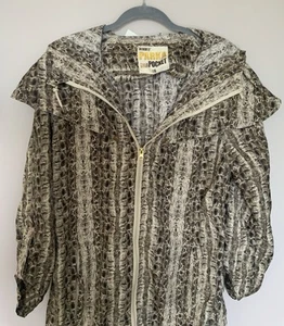 Parka Raincoat in a Pocket Jacket Coat Size small Brown Womens Animal print Zip - Picture 1 of 5