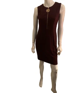 DKNY Winterkleid Bleistift Samt dunkelrot weinrot knielang Gr. 2 NEU - Bild 1 von 9