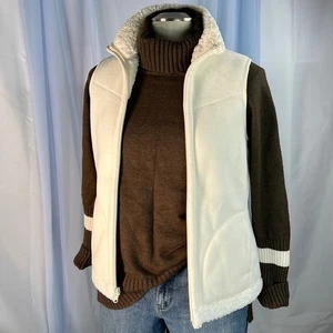 Weatherproof ivory fleece reversible zip up sleeveless vest with pockets small - Picture 1 of 7