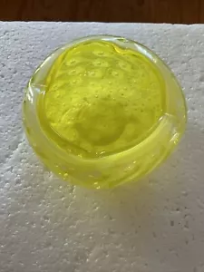 Cenicero de cristal artístico amarillo limón de Murano magnífico color - Imagen 1 de 13